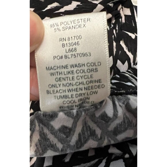 Blair Black Print A-Line Flared Jersey Knit Midi Skirt PS Packable Office Work - Picture 5 of 6